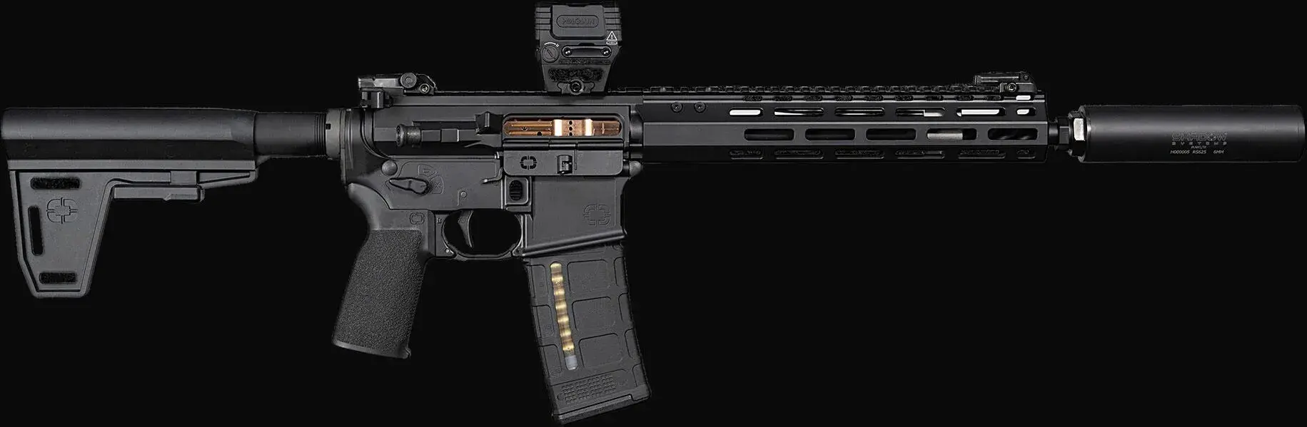 Shadow Systems E526 11.5-inch pistol with suppressor and Holosun red dot