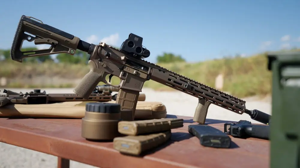Shadow Systems U526 rifle at the range with loaded magazines